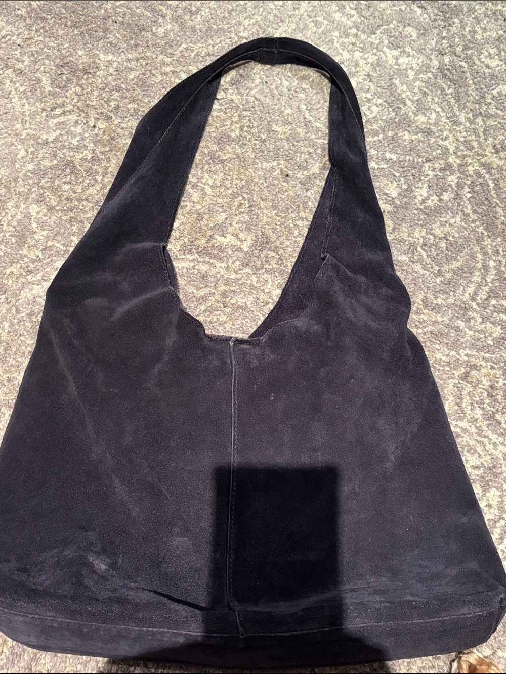 Classic Navy Suede Hobo Shoulder Bag